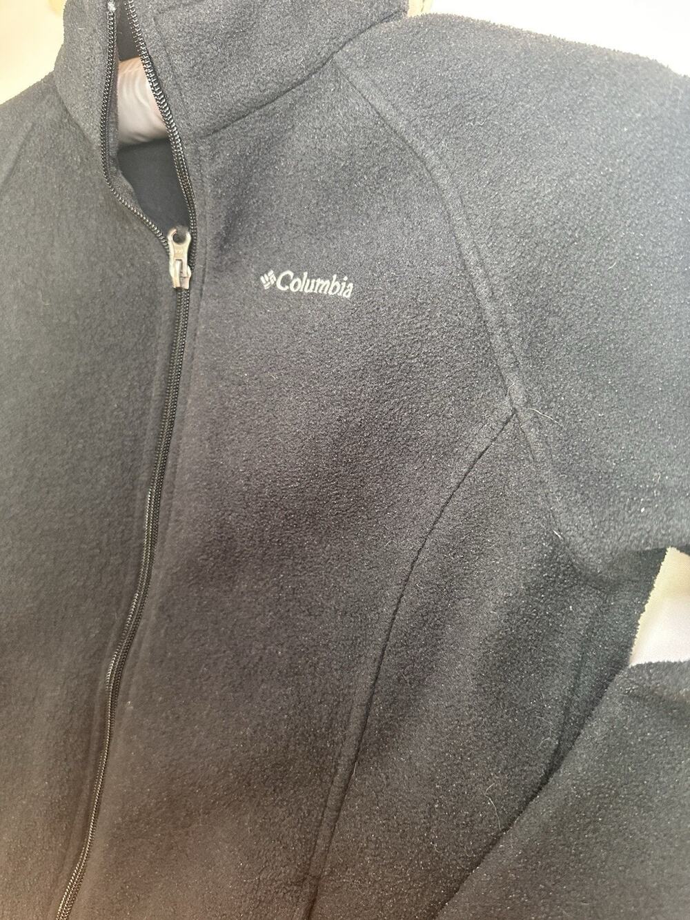 Columbia Fleece Jacket Youth Boys Size Large 14/16 Black Full Zip Mock Neck